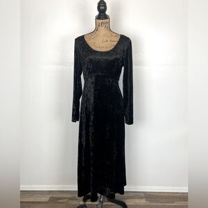 Brett Alixander Y2K 90s Velvet Maxi Dress Size 12 Black Whimsigoth Witchy Goth